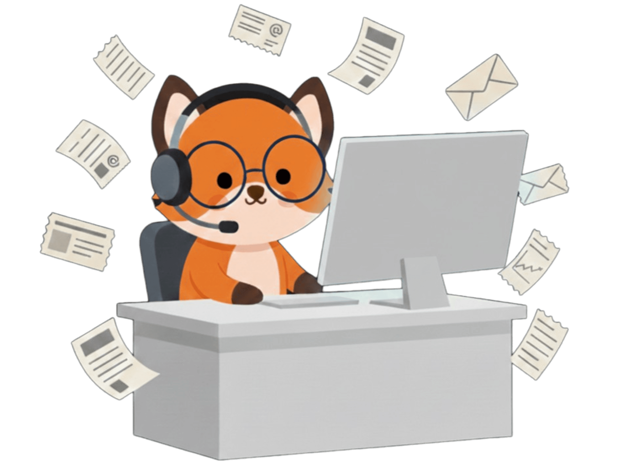Illustration of a fox managing supplier invoicing